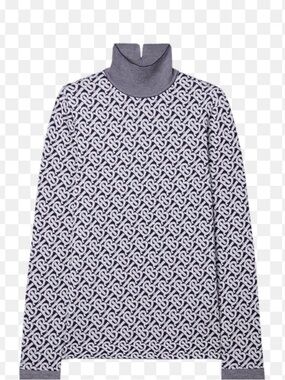 Burberry Blue and White Monogram Turtleneck Sweater